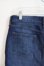 NEW LOFT Dark Wash Denim Frayed Hem Skirt | 8