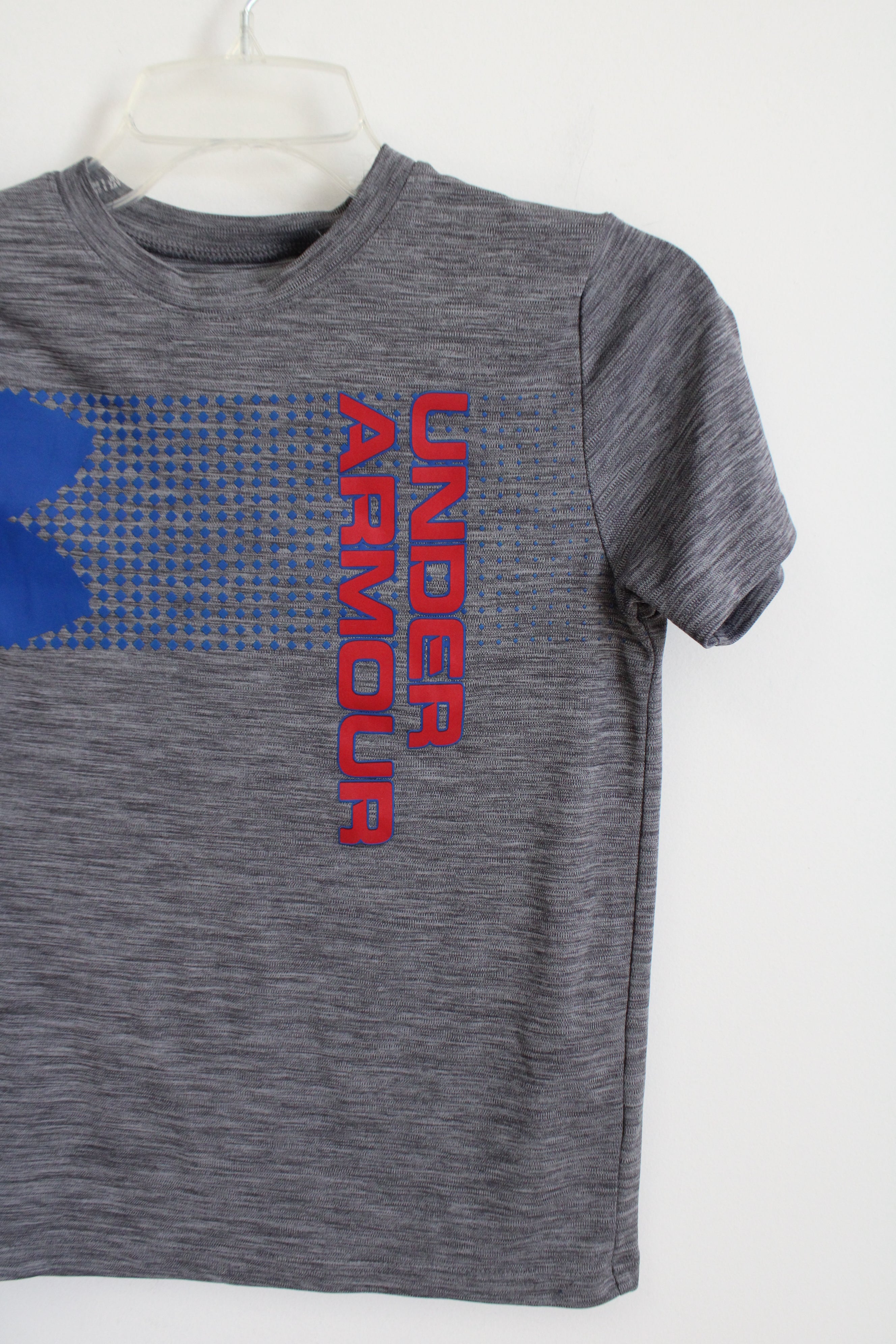 Under Armour Red & Blue Logo Gray Shirt | Youth M (10/12)