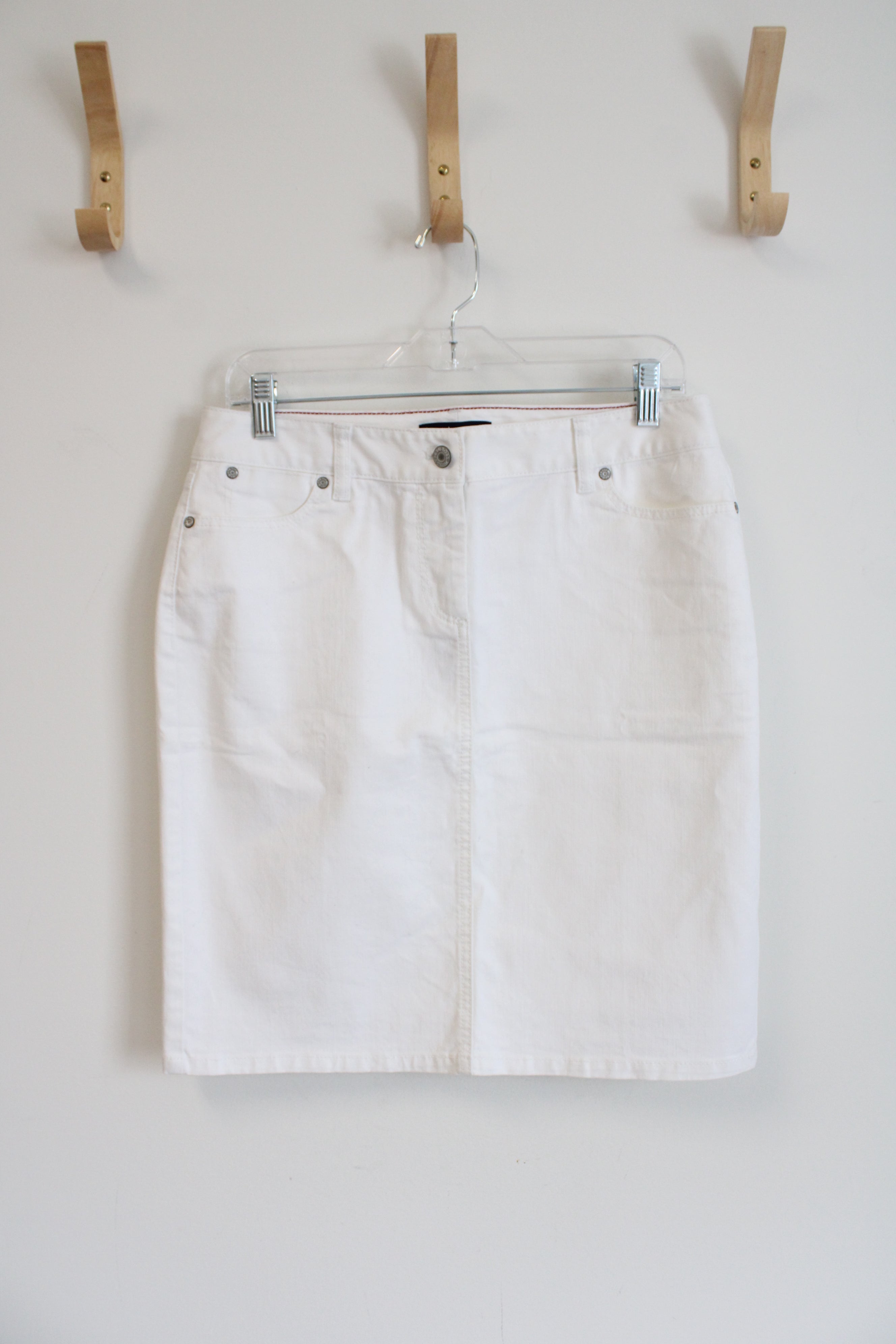 NEW Talbots White Denim Skirt | 8 Petite