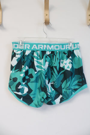 Under Armour Teal Patterned Athletic Shorts | Youth L (12/14)