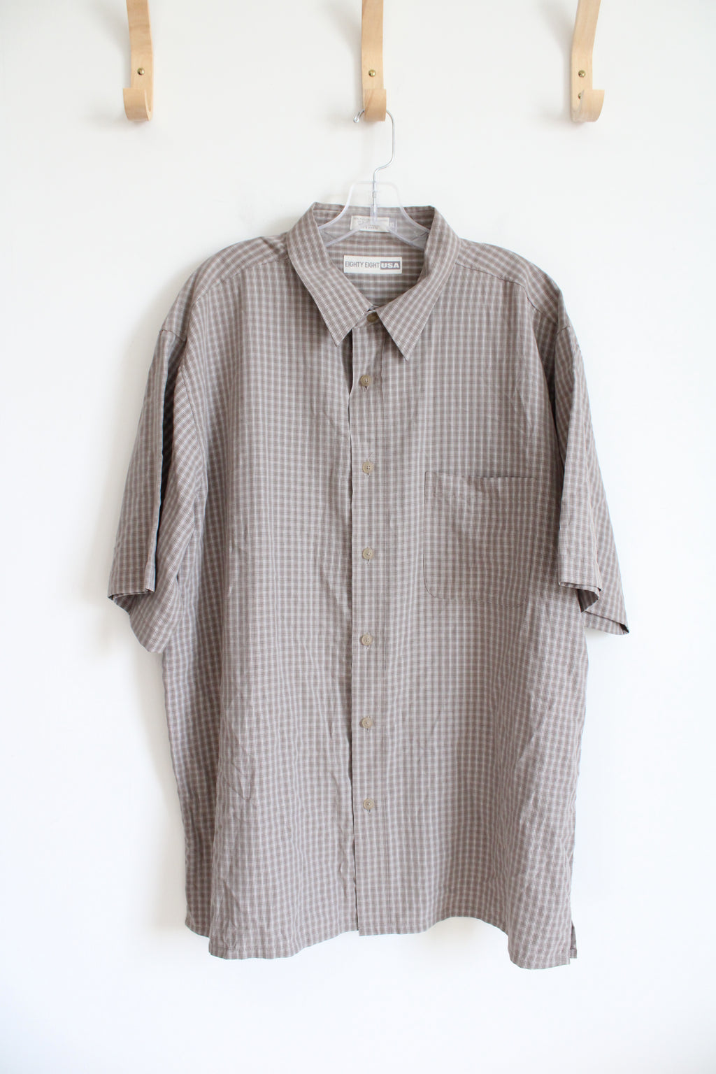 Eighty Eight USA Brown Plaid Button Down Shirt | XL