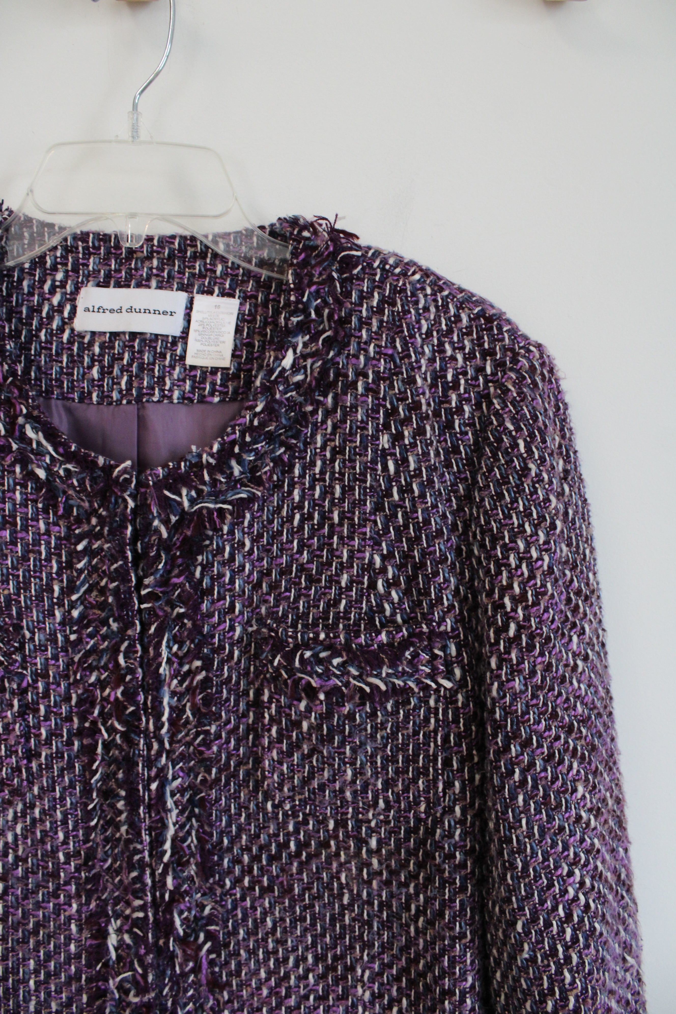 Alfred Dunner Textured Purple Jacket | 16