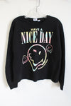 Smiley World Have A Nice Day Black Fleece Lined Pullover Sweatshirt | Youth XXL (16/18)