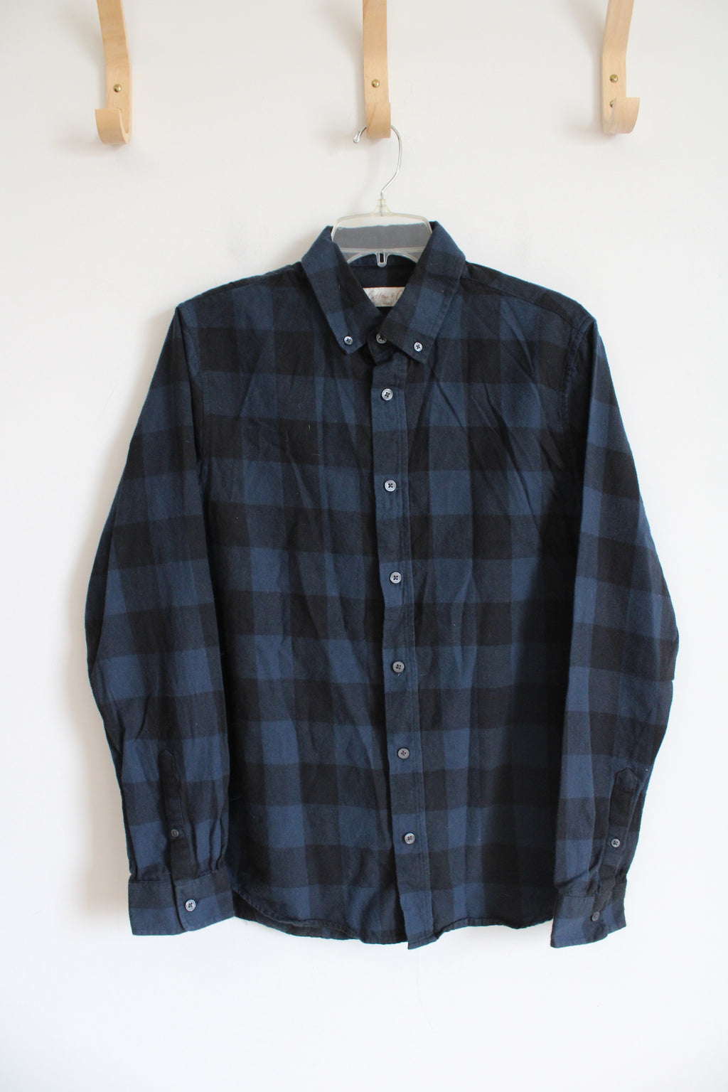 Cotton & Co. Blue & Black Plaid Long Sleeved Button Down Shirt | S