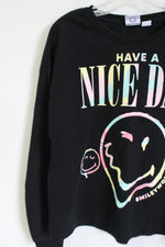 Smiley World Have A Nice Day Black Fleece Lined Pullover Sweatshirt | Youth XXL (16/18)