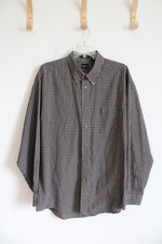 Arrow Black & Brown Plaid Long Sleeved Button Down Shirt | XL