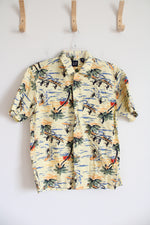 Gap Yellow Tropical Surfing & Paddling Button Down Cotton Shirt | XS