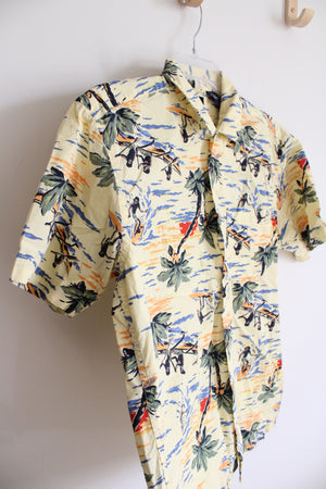 Gap Yellow Tropical Surfing & Paddling Button Down Cotton Shirt | XS