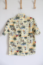 Gap Yellow Tropical Surfing & Paddling Button Down Cotton Shirt | XS