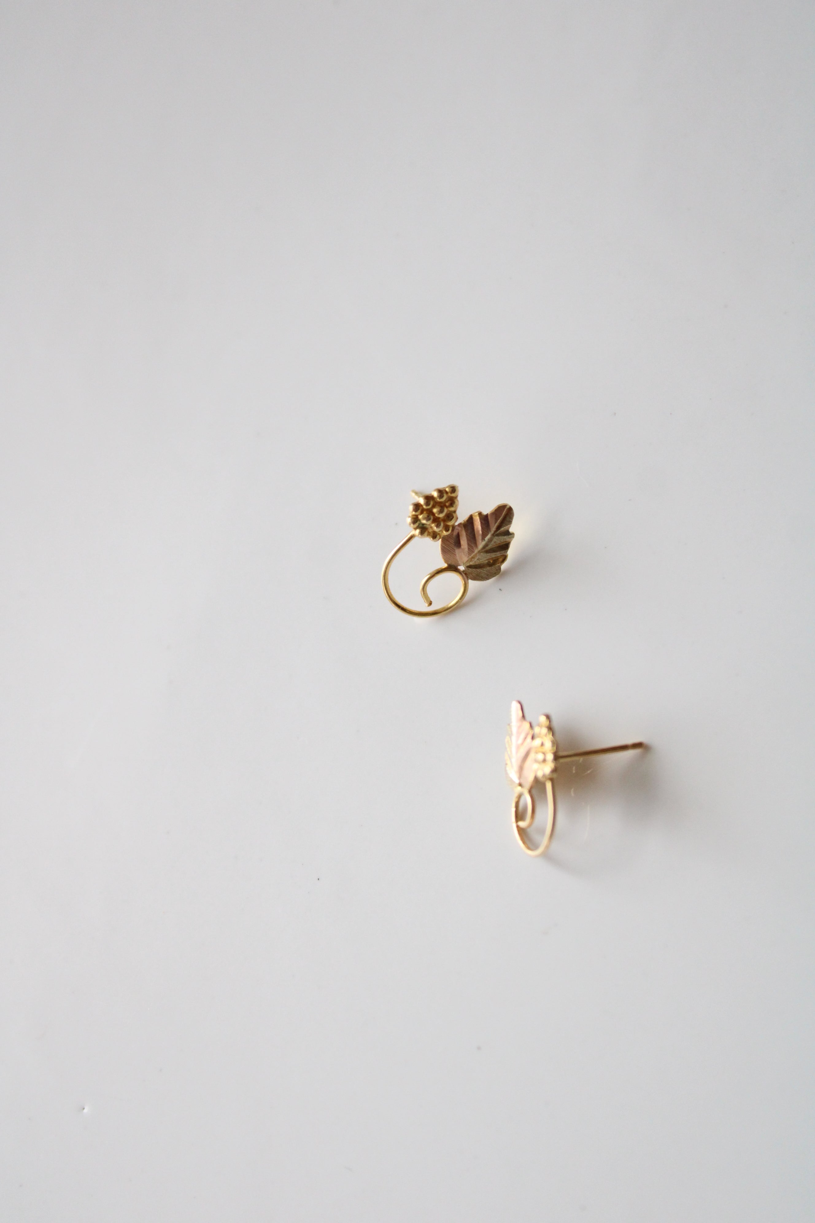 Two-Tone 10K Yellow & Rose Gold Grape On Vine Stud Earrings