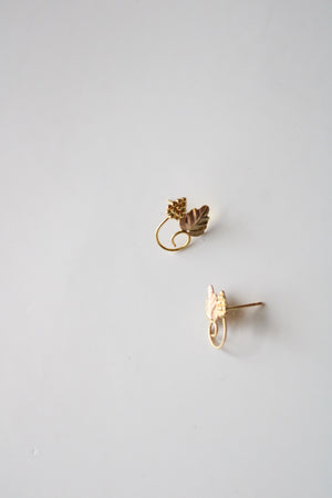 Two-Tone 10K Yellow & Rose Gold Grape On Vine Stud Earrings