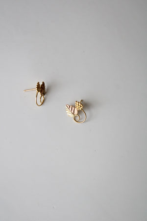 Two-Tone 10K Yellow & Rose Gold Grape On Vine Stud Earrings