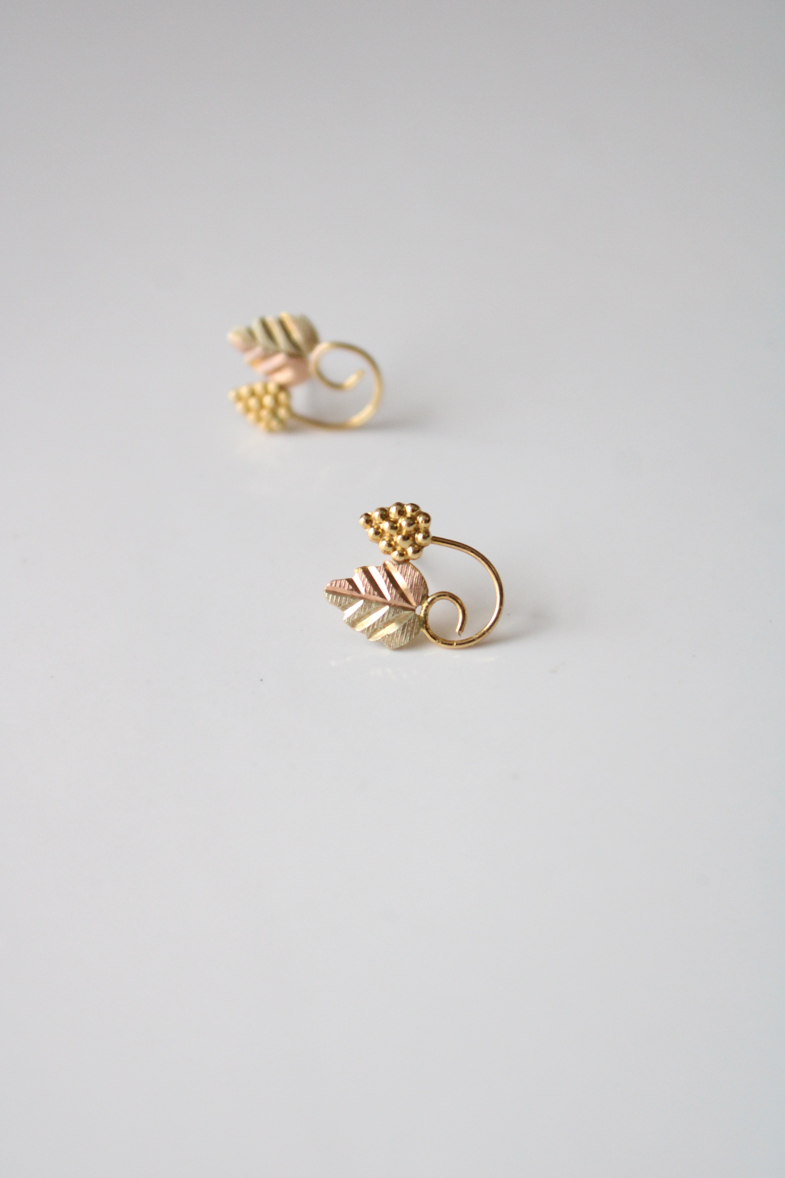 Two-Tone 10K Yellow & Rose Gold Grape On Vine Stud Earrings