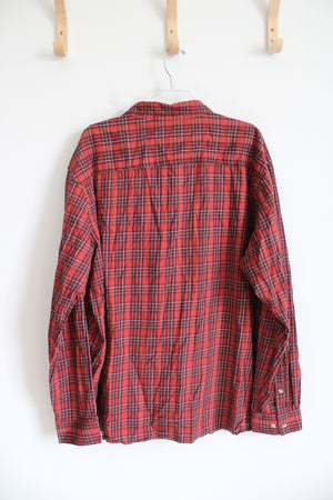 Columbia Burnt Orange & Burgundy Plaid Long Sleeved Button Down Shirt | XXL