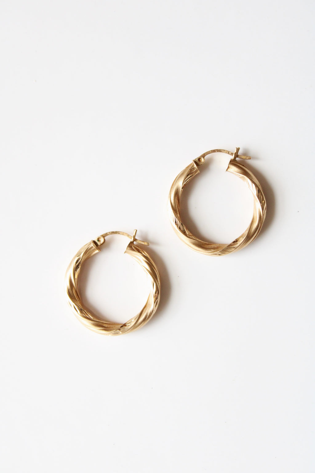 14K Yellow Gold Twist Hoop Earrings