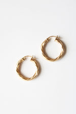 14K Yellow Gold Twist Hoop Earrings