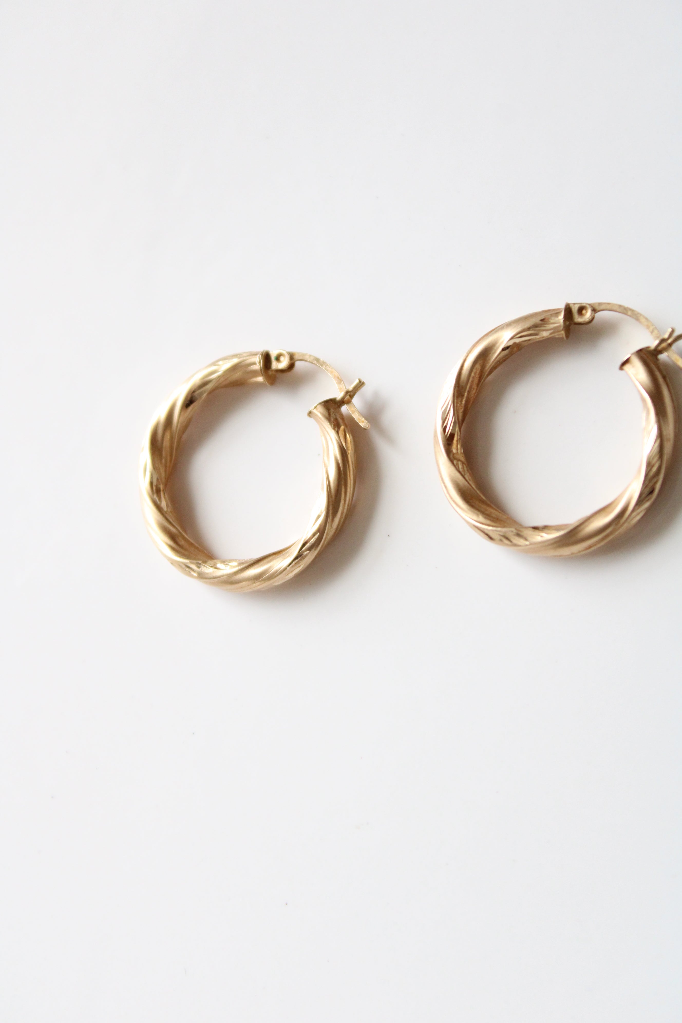 14K Yellow Gold Twist Hoop Earrings