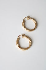 14K Yellow Gold Twist Hoop Earrings