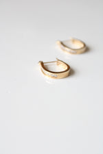 14K Yellow Gold Crystal Inset Oval Hoop Earrings