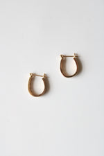 14K Yellow Gold Crystal Inset Oval Hoop Earrings