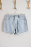 Hollister Vintage Ultra High-Rise Mom Light Wash Striped Jean Shorts | 5