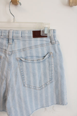 Hollister Vintage Ultra High-Rise Mom Light Wash Striped Jean Shorts | 5