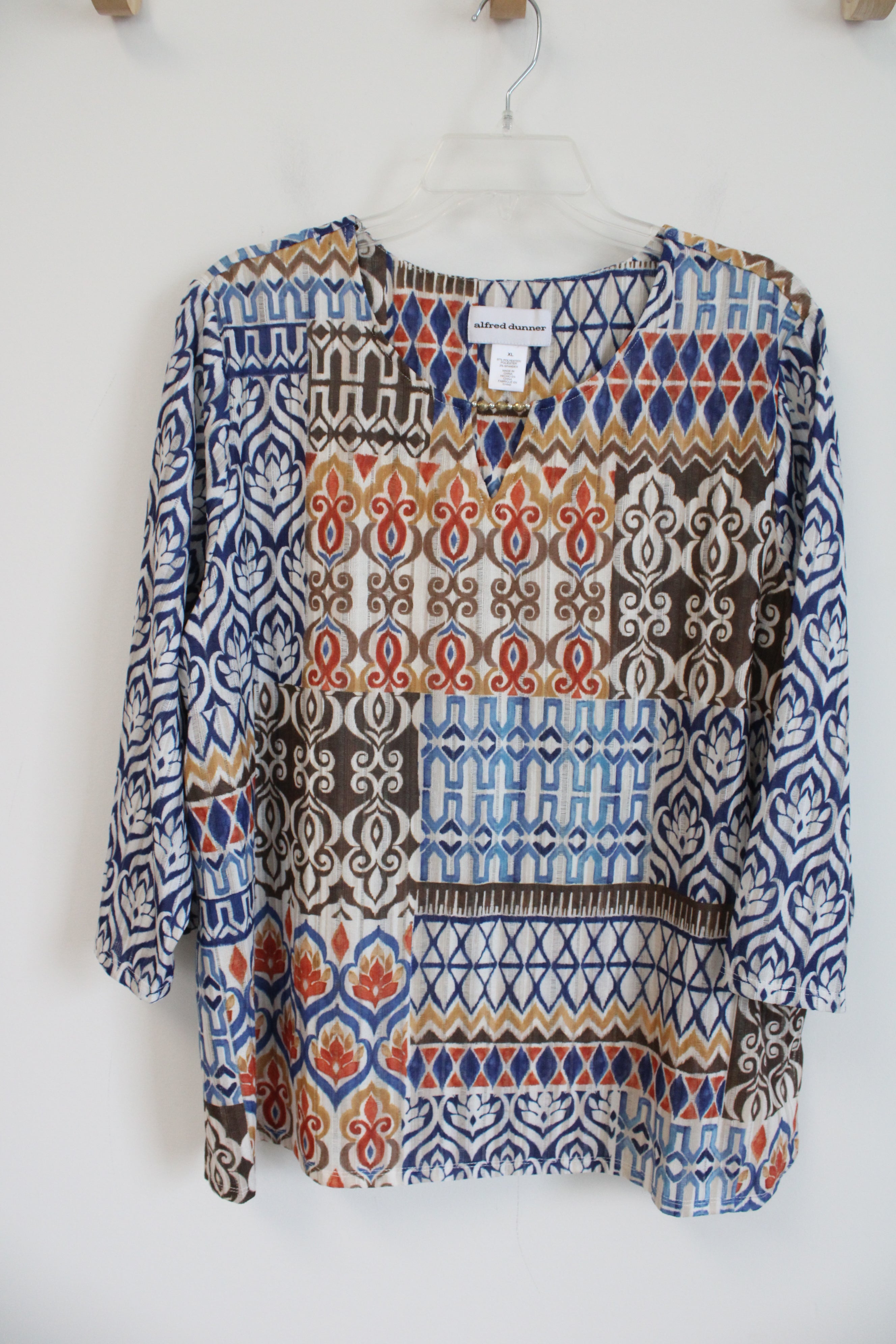 Alfred Dunner Multi-Colored Patterned Long Sleeved Top | XL