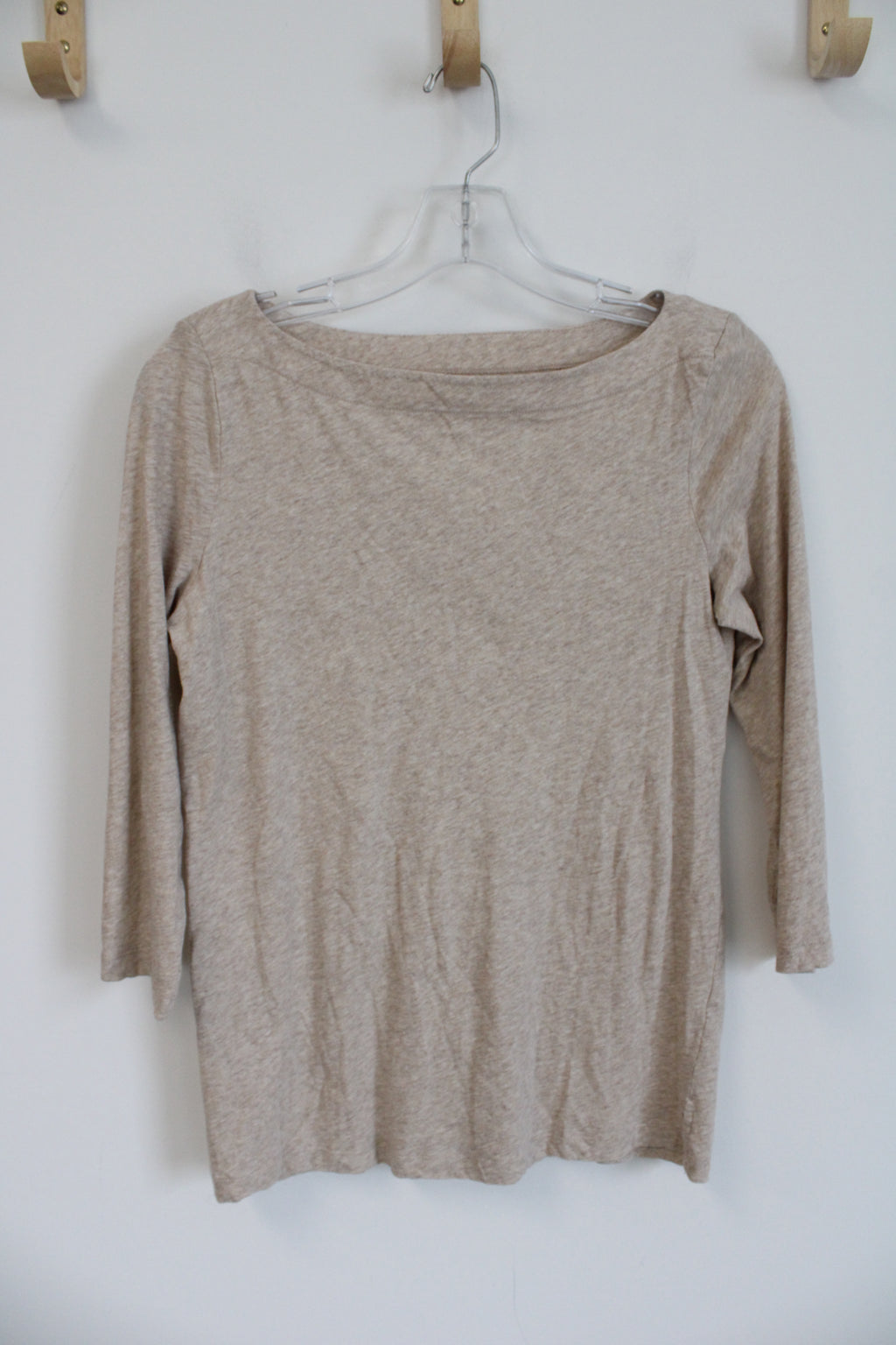 LOFT Long Sleeved Wide Neck Tan Top | XS