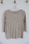 LOFT Long Sleeved Wide Neck Tan Top | XS