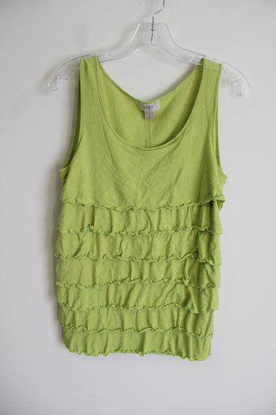 LOFT Green Ruffle Tank