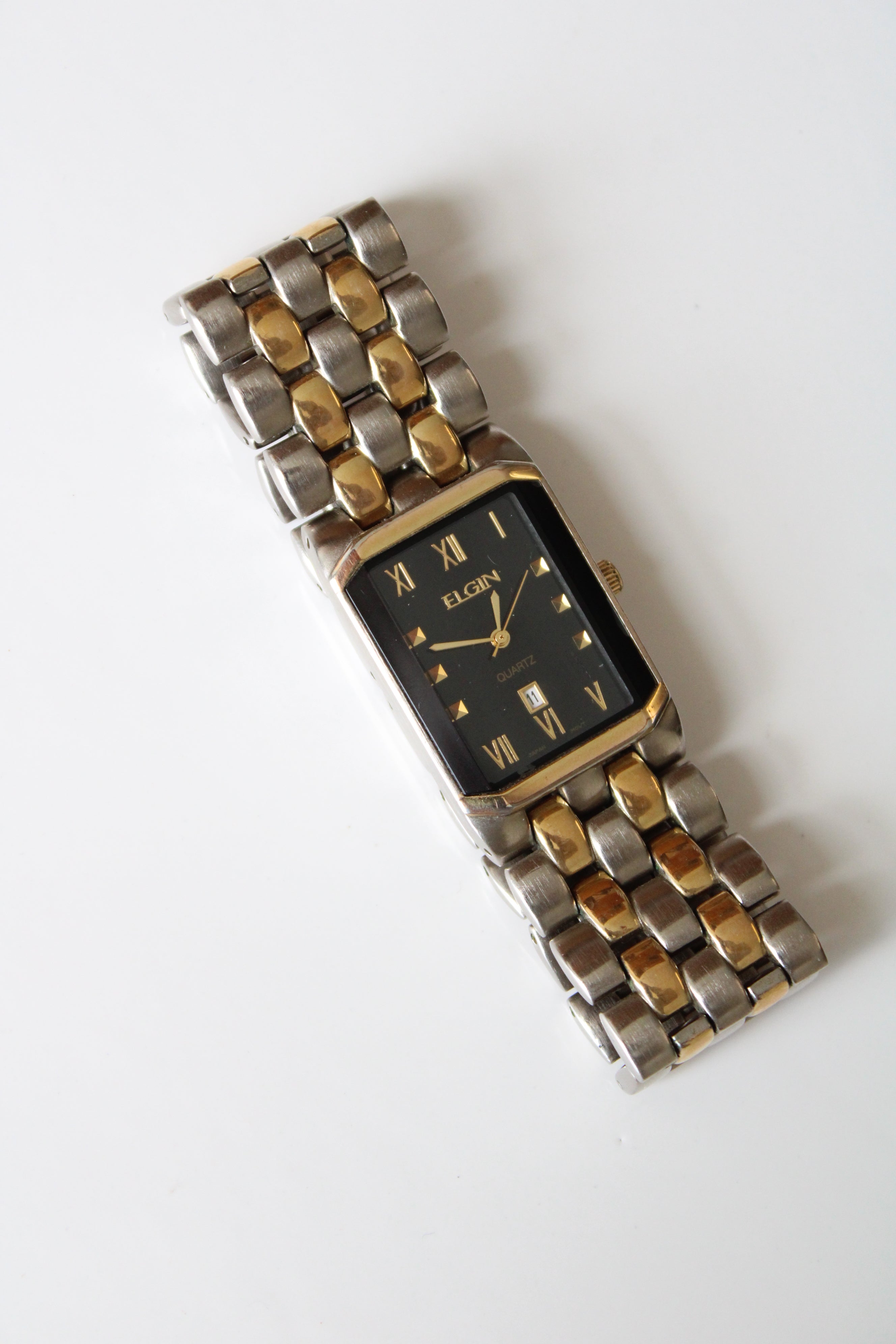 Elgin Two-Tone Black Rectangular Face analog Watch