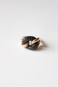 Rose Gold Black Chain Link Bronze Milor Italy Ring | Size 8