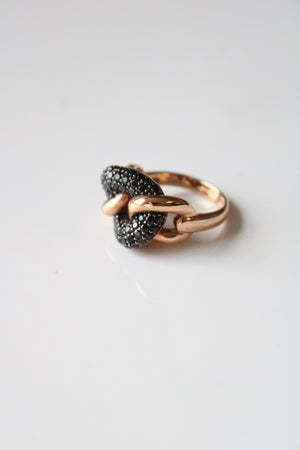 Rose Gold Black Chain Link Bronze Milor Italy Ring | Size 8