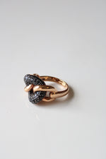 Rose Gold Black Chain Link Bronze Milor Italy Ring | Size 8