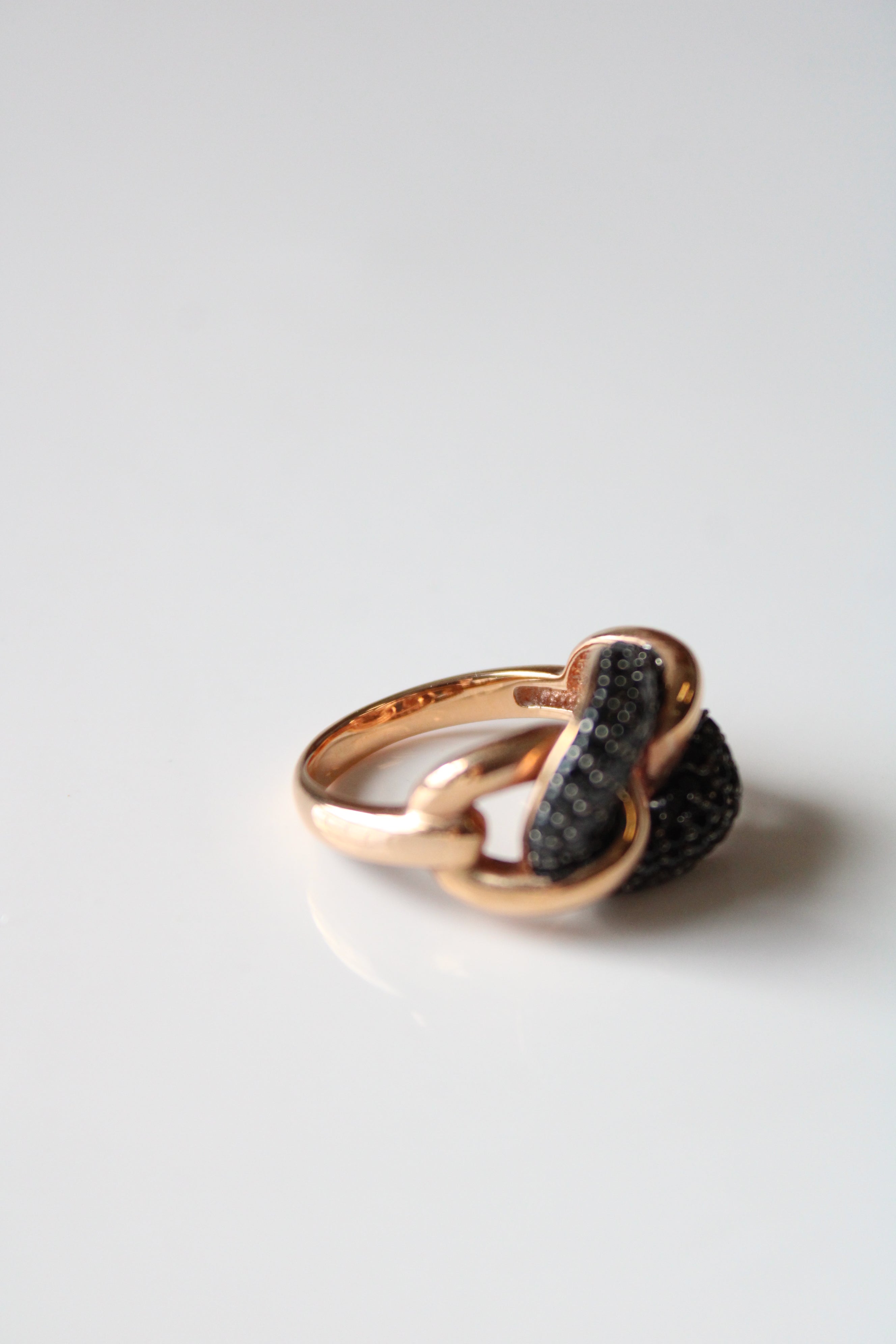 Rose Gold Black Chain Link Bronze Milor Italy Ring | Size 8