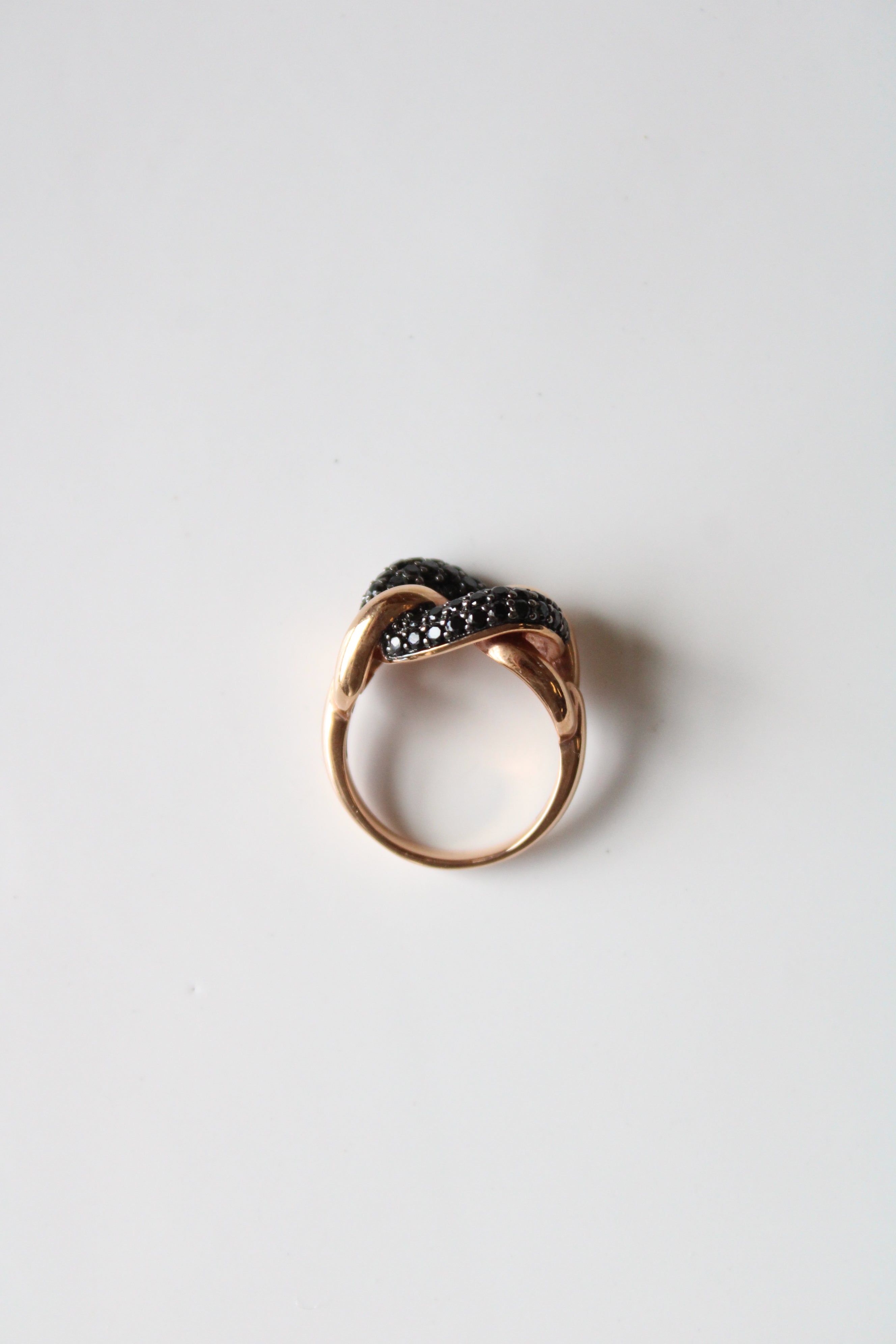 Rose Gold Black Chain Link Bronze Milor Italy Ring | Size 8