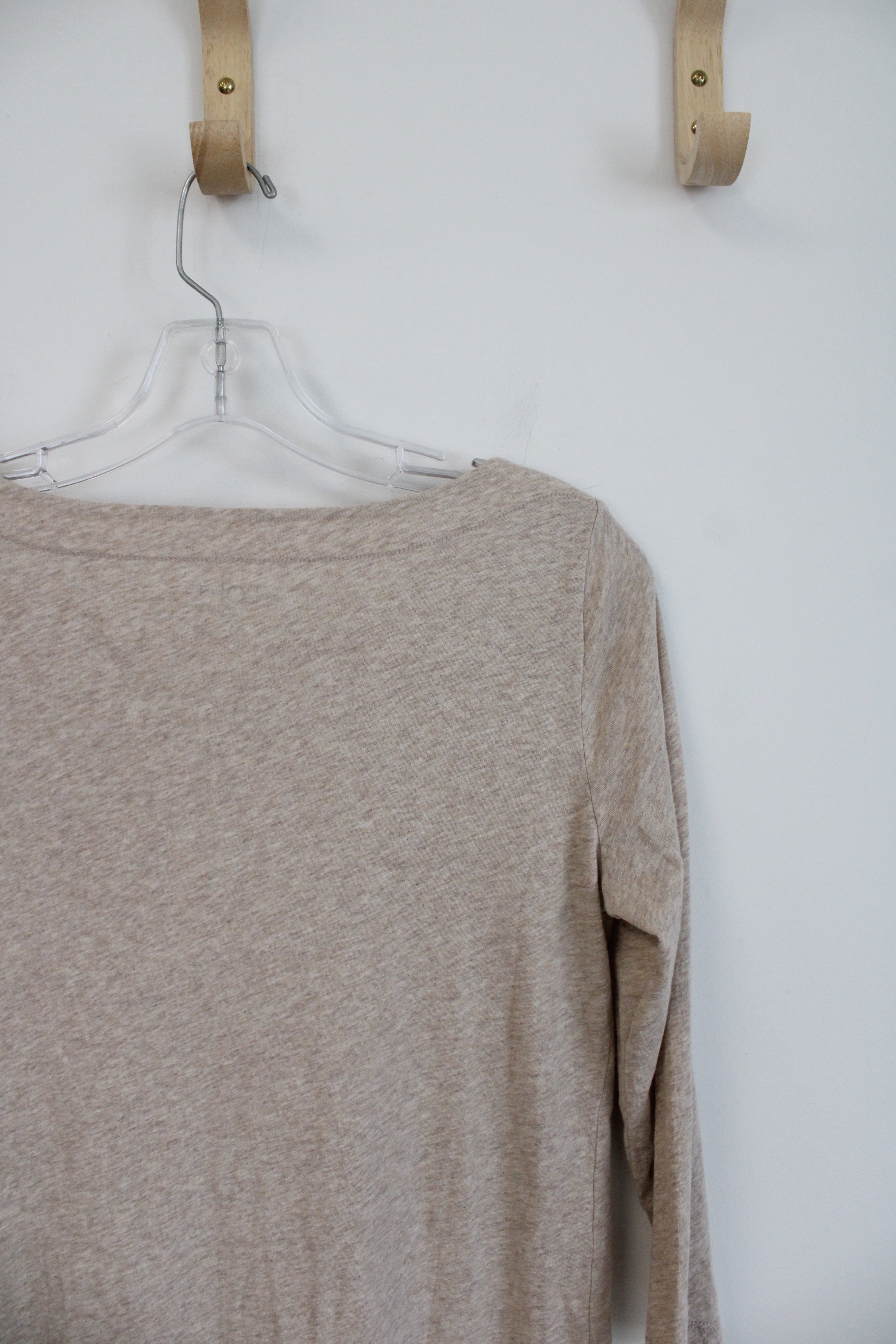 LOFT Long Sleeved Wide Neck Tan Top | XS