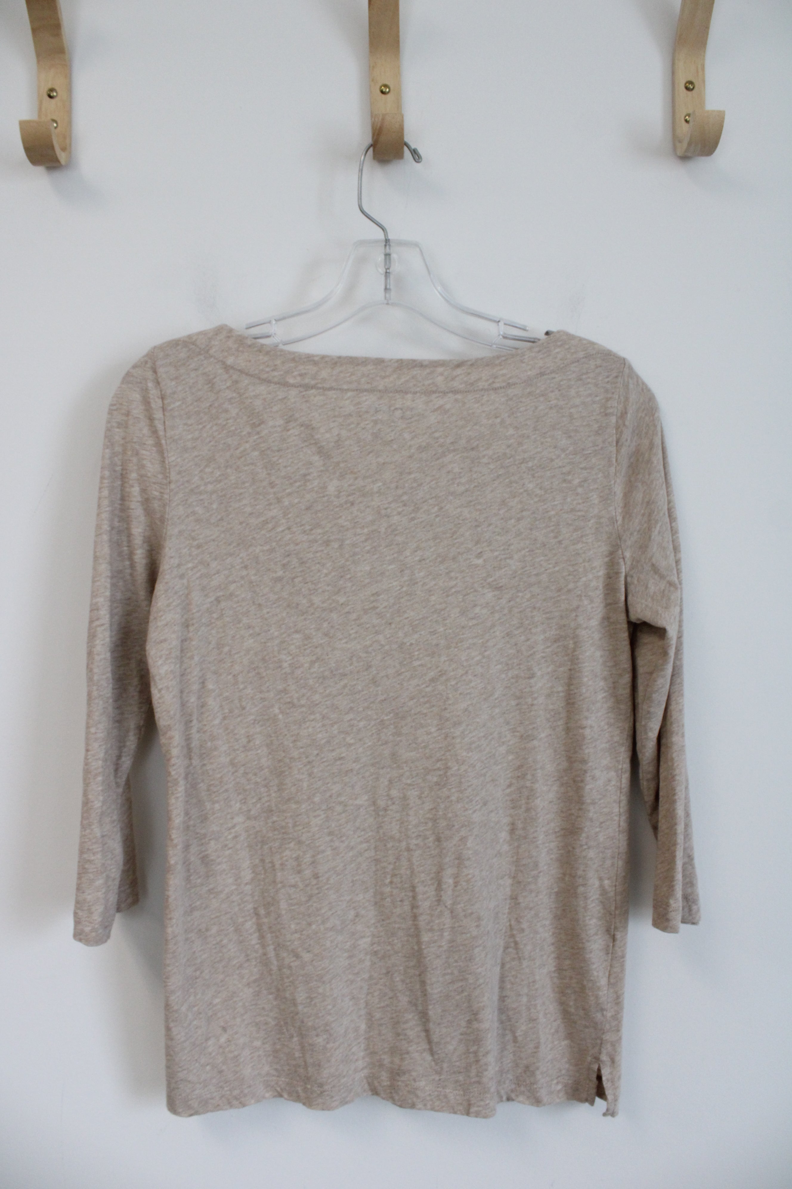 LOFT Long Sleeved Wide Neck Tan Top | XS