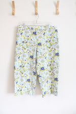 Jaclyn Smith Blue & Green Floral Capri Pants | 18