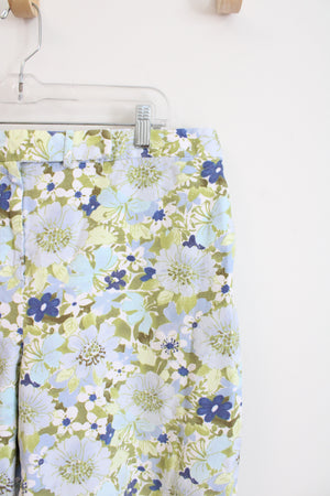 Jaclyn Smith Blue & Green Floral Capri Pants | 18