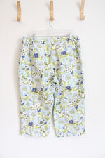 Jaclyn Smith Blue & Green Floral Capri Pants | 18