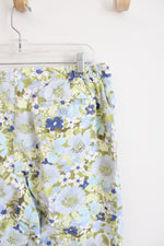 Jaclyn Smith Blue & Green Floral Capri Pants | 18