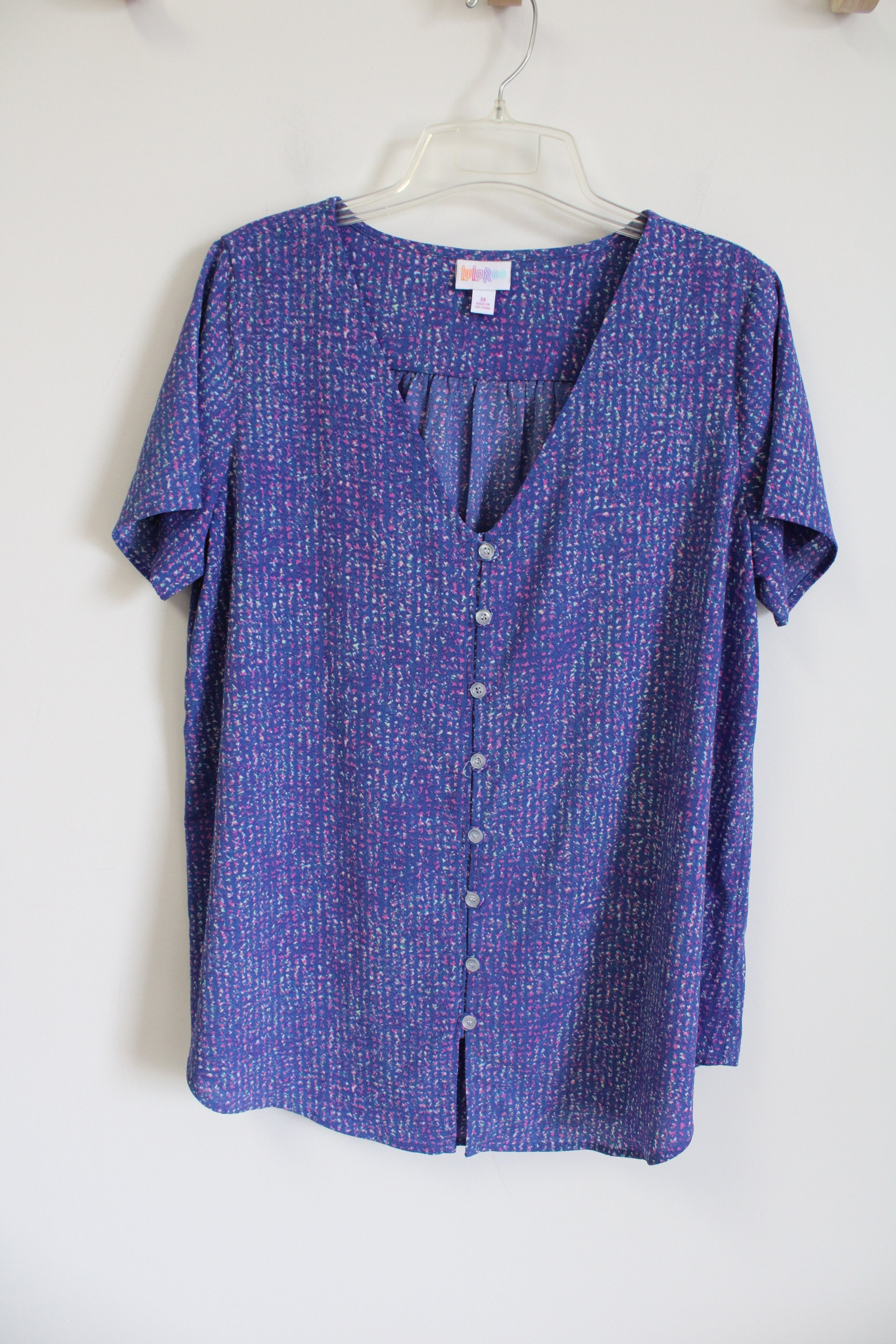 LuLaRoe Blue Patterned Chiffon Blouse | M