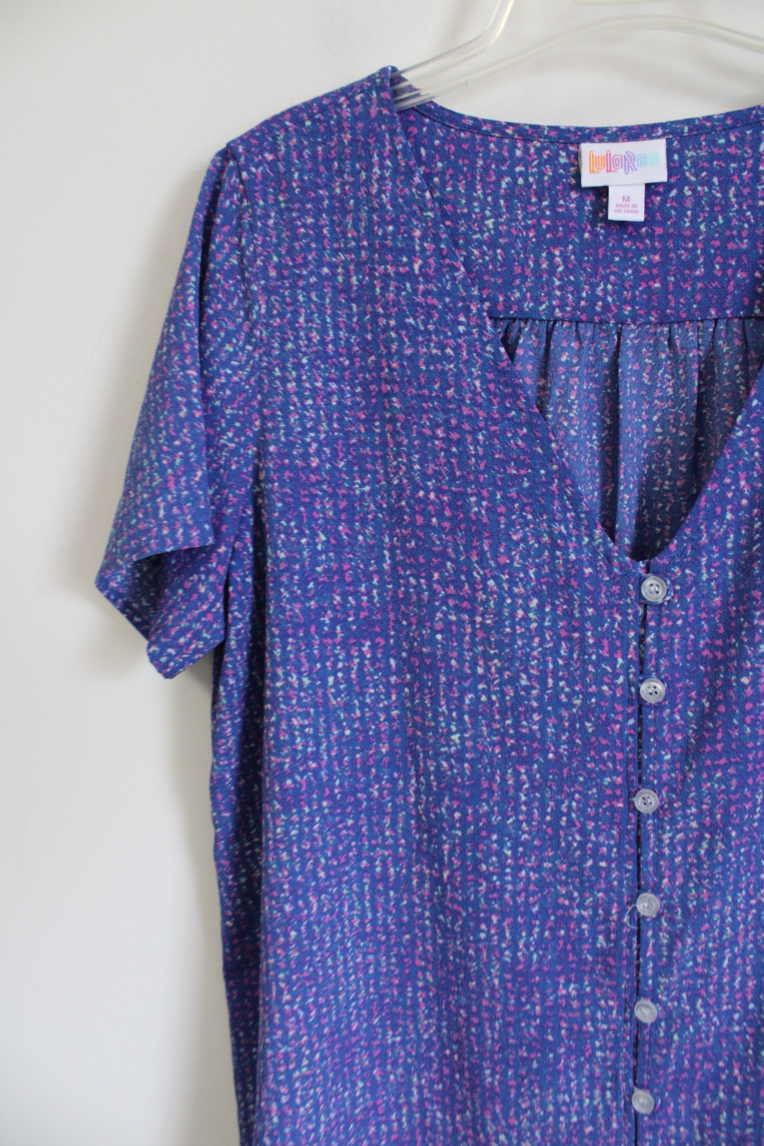 LuLaRoe Blue Patterned Chiffon Blouse | M