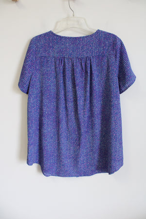 LuLaRoe Blue Patterned Chiffon Blouse | M