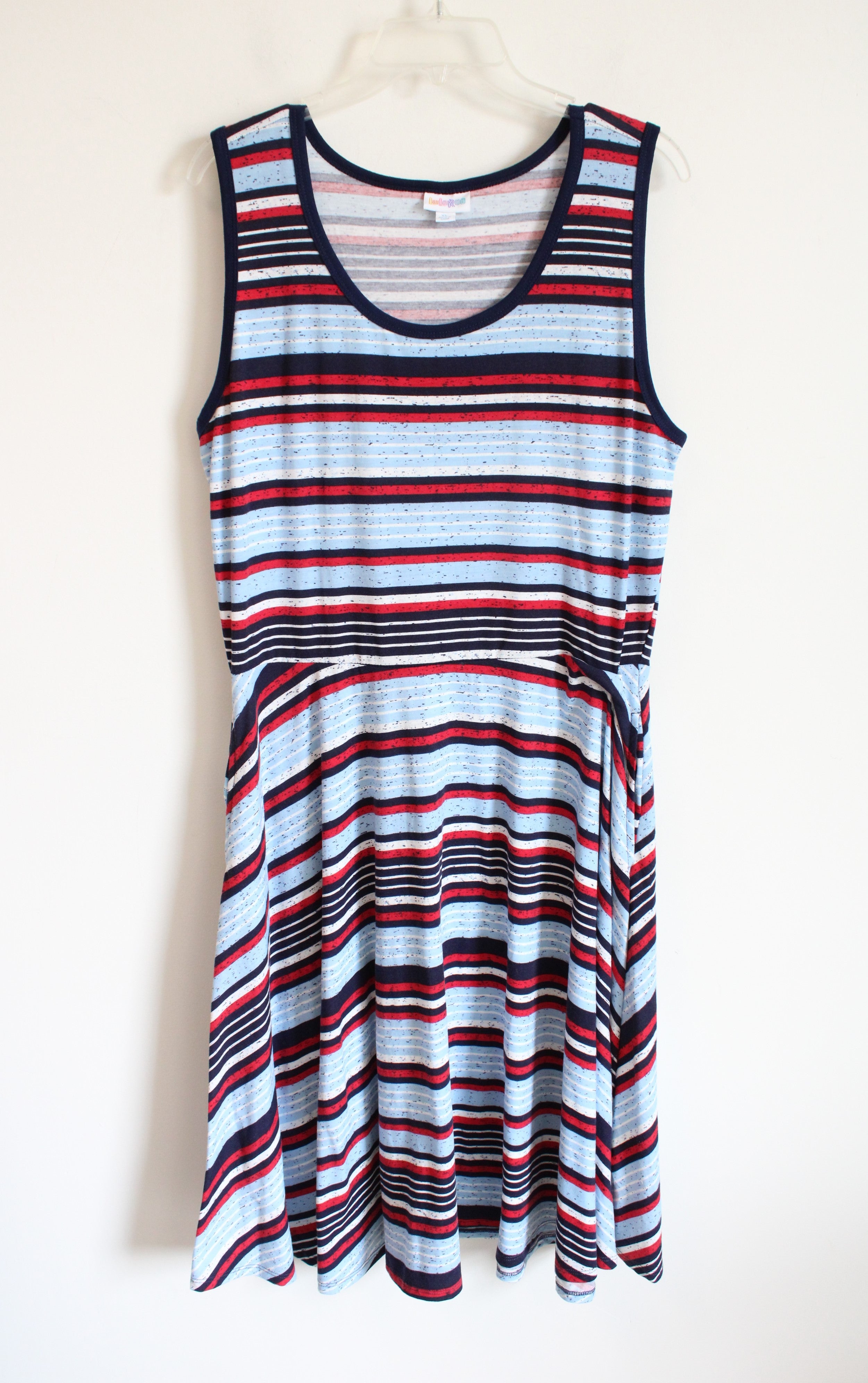 LuLaRoe Red White & Blue Striped Dress | XL