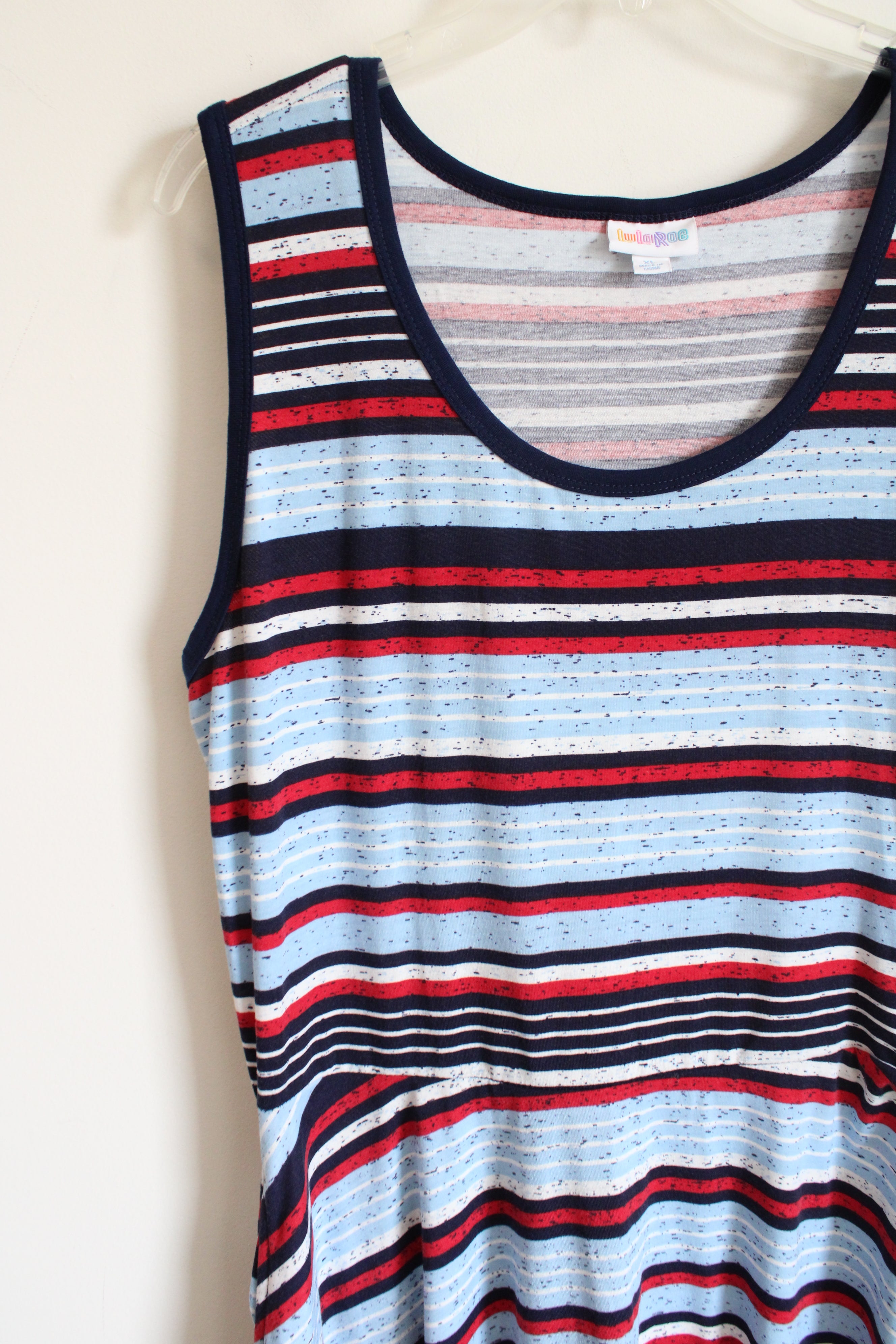 LuLaRoe Red White & Blue Striped Dress | XL