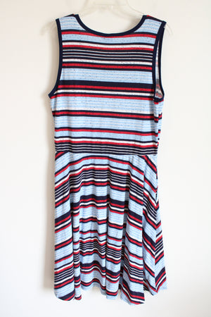 LuLaRoe Red White & Blue Striped Dress | XL