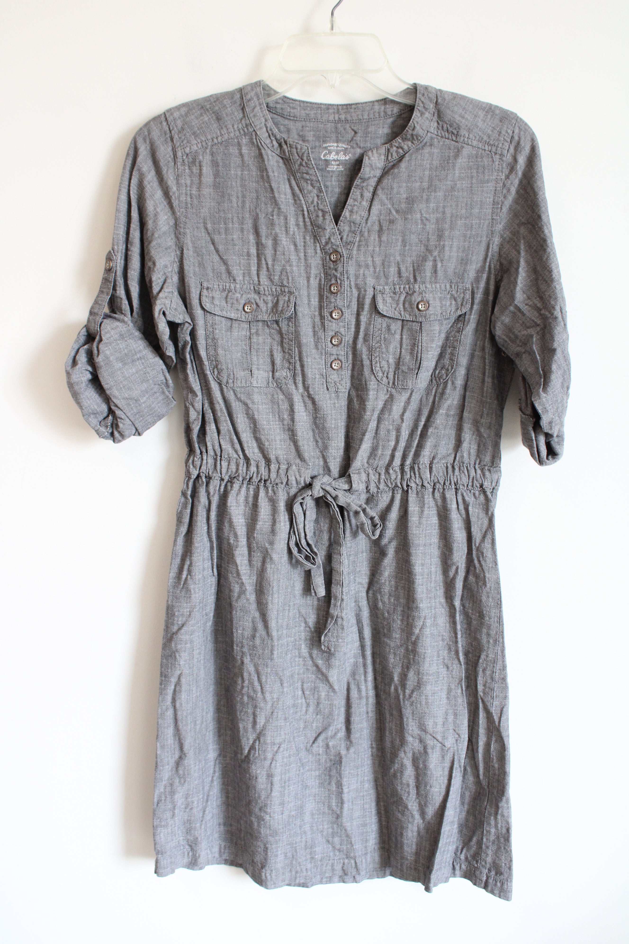 Cabela's Drawstring Gray Chambray Dress | M