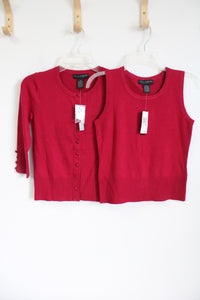 NEW Grace Elements Butter Soft Magenta Pink Knit Matching Tank & Cardigan | PS Petite